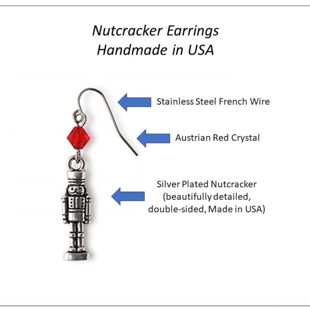 Nutcracker Earrings Christmas Holiday Dangle for Women Girls Jewelry Gifts - Picture 2 of 6